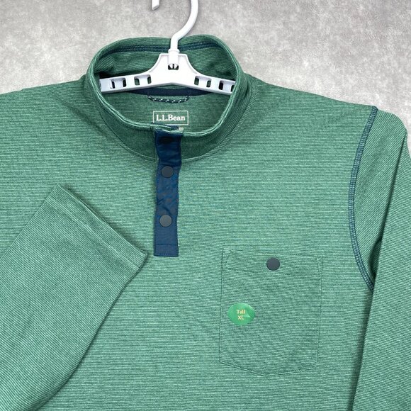 L.L. Bean Other - L.L. Bean Bold Coast Pullover Sweatshirt Mens XL Tall Green Snap Slightly Fitted